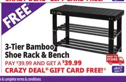 Ocean State Job Lot Homemaid Living 3-Tier Bamboo Shoe Rack & Bench Black offer