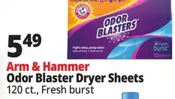 Ocean State Job Lot Arm & Hammer Fresh Burst Scent Odor Blasters Dryer Sheets 120 Count offer