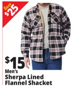 Ocean State Job Lot Men's Sherpa Lined Flannel Shacket offer