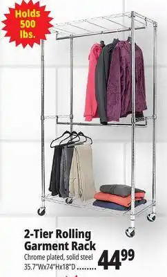 Ocean State Job Lot 2-Tier Rolling Garment Rack offer