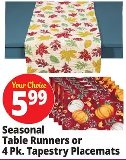 Ocean State Job Lot Seasonal Table Runners or 4 Pk. Tapestry Placemats offer