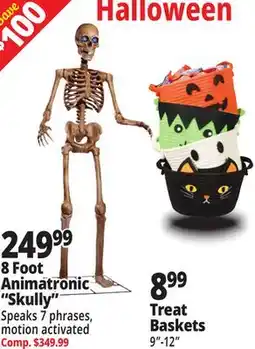 Ocean State Job Lot 8 Foot Animatronic Skully, Treat Baskets 9-12 offer