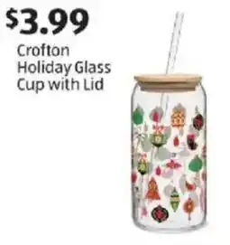 Aldi Crofton Holiday Glass Cup with Lid offer
