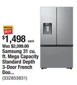 The Home Depot Samsung 31 cu. ft. Mega Capacity Standard Depth 3-Door French Doo... offer
