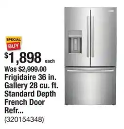 The Home Depot Frigidaire 36 in. Gallery 28 cu. ft. Standard Depth French Door Refr... offer
