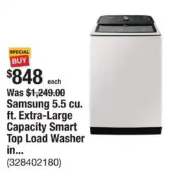 The Home Depot Samsung 5.5 cu. ft. Extra-Large Capacity Smart Top Load Washer in... offer