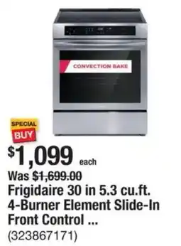 The Home Depot Frigidaire 30 in 5.3 cu.ft. 4-Burner Element Slide-In Front Control ... offer