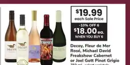 ACME Decoy, Fleur de Mer Rosé, Michael David Freakshow Cabernet or Joel Gott Pinot Grigio offer