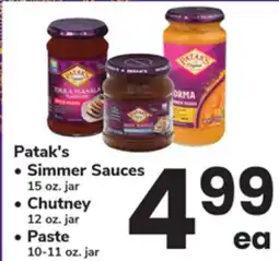 ACME Patak's, Simmer Sauces 15 oz. jar, Chutney 12 oz. jar, Paste 10-11 oz. jar offer