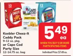 ACME Keebler Cheez-lt Caddy Pack 9-12 oz. pkg. or Cape Cod Party Size 12-14.75 oz. bag offer