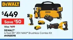 Lowe's 4-Tool XR 20V MAXF Brushless Combo Kit offer