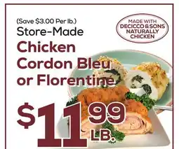 DeCicco & Sons Chicken Cordon Bleu or Florentine offer