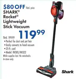 Boscov's SHARK Rocket Lightweight Stick Vacuum offer