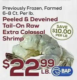 DeCicco & Sons Peeled & Deveined Tail-On Raw Extra Colossal Shrimp offer
