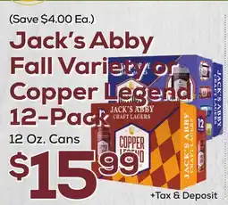 DeCicco & Sons Jack's Abby Fall Variety or Copper Legend 12-Pack offer