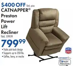 Boscov's CATNAPPER Preston Power Lift Recliner offer