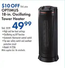 Boscov's OPTIMUS 18-in. Oscillating Tower Heater offer