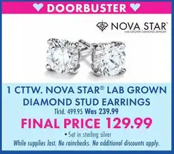 Boscov's 1 CTTW. NOVA STAR LAB GROWN DIAMOND STUD EARRINGS offer