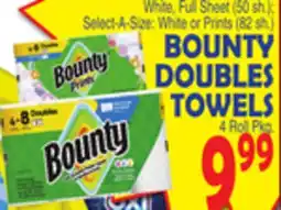 Bravo Supermarkets BOUNTY DOUBLES TOWELS 4 Roll Pkg offer