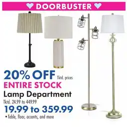 Boscov's ENTIRE STOCK Lamp Department offer