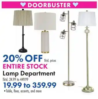 Boscov's ENTIRE STOCK Lamp Department offer