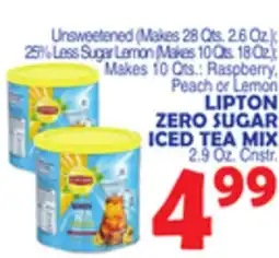 Bravo Supermarkets LIPTON ZERO SUGAR ICED TEA MIX 2.9 Oz. Cnstr offer