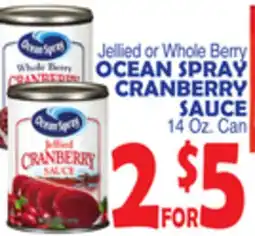 Bravo Supermarkets OCEAN SPRAY CRANBERRY SAUCE offer