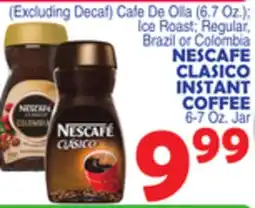 Bravo Supermarkets NESCAFE CLASICO INSTANT COFFEE 6-7 Oz. Jar offer