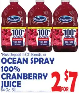 Bravo Supermarkets OCEAN SPRAY 100% CRANBERRY JUICE offer