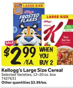 Stop&Shop Kellogg's Large Size Cereal offer