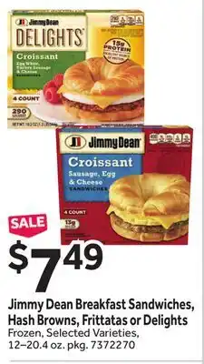 Stop&Shop Jimmy Dean Breakfast Sandwiches, Hash Browns, Frittatas or Delights offer