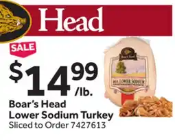 Stop&Shop Boar's Head Lower Sodium Turkey offer