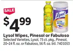 Stop&Shop Lysol Wipes, Pinesol or Fabuloso offer