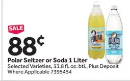 Stop&Shop Polar Seltzer or Soda 1 Liter offer