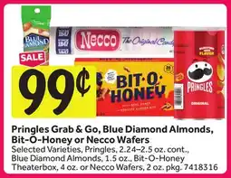 Stop&Shop Pringles Grab & Go, Blue Diamond Almonds, Bit-O-Honey or Necco Wafers offer