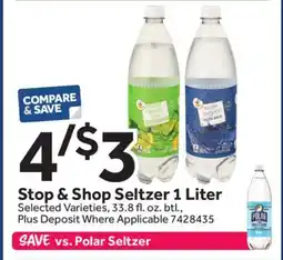 Stop&Shop Stop & Shop Seltzer 1 Liter offer