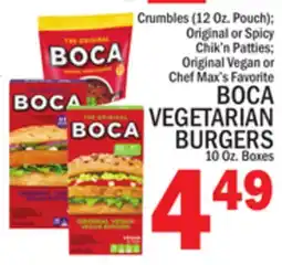 C Town BOCA VEGETARIAN BURGERS 10 Oz. Boxes offer