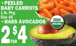 C Town PEELED BABY CARROTS, HASS AVOCADOS offer