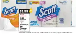 CVS Scott bath tissue 12 rolls, Comfort Plus 18 double rolls or paper towels 6 double rolls offer