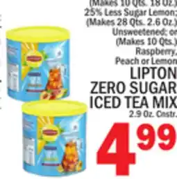 C Town LIPTON ZERO SUGAR ICED TEA MIX 2.9 Oz. Cnstr offer