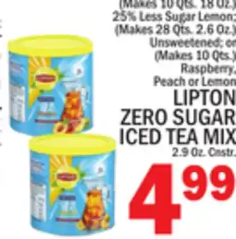 C Town LIPTON ZERO SUGAR ICED TEA MIX 2.9 Oz. Cnstr offer