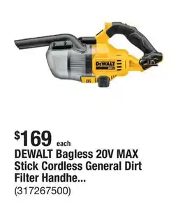 The Home Depot DEWALT Bagless 20V MAX Stick Cordless General Dirt Filter Handheld Vacuum (Tool Only) offer