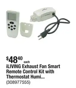 The Home Depot iLIVING Exhaust Fan Smart Remote Control Kit with Thermostat Humidistat Speed Controller, White offer