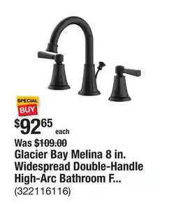 The Home Depot Glacier Bay Melina 8 in. Widespread Double-Handle High-Arc Bathroom Faucet in Matte Black offer