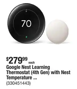 The Home Depot Google Nest Learning Thermostat (4th Gen) with Nest Temperature Sensor (2nd Gen) - Polished Obsidian offer
