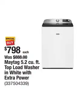 The Home Depot Maytag 5.2 cu. ft. Top Load Washer in White with Extra Power offer