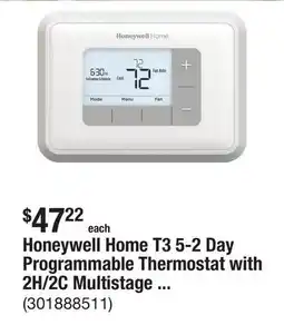 The Home Depot Honeywell Home T3 5-2 Day Programmable Thermostat with 2H/2C Multistage Heating and Cooling offer