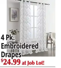 Ocean State Job Lot 4 Pk. Embroidered Drapes offer