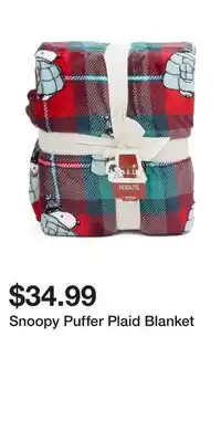TJ Maxx Snoopy Puffer Plaid Blanket offer