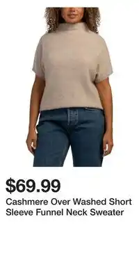 TJ Maxx Cashmere Over Washed Short Sleeve Funnel Neck Sweater offer